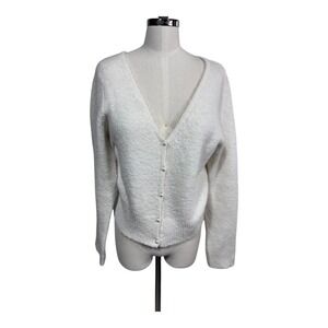 Old Navy Pearl Button Cardigan Sweater Ivory Soft Knit Long Sleeve Women's Med